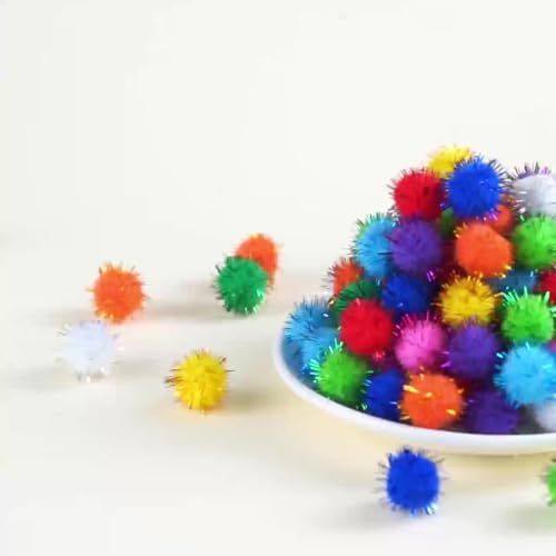 2000 Stück Plush Pompons mit Bunt Glitzer, Mini Pompons, Pompons zum Basteln,für Ostern DIY Kreativen Handwerk Nähen Dekorationen,Gemischte Größen,Bunt (11,all size total 6000pc) von ZGHQHCDRH