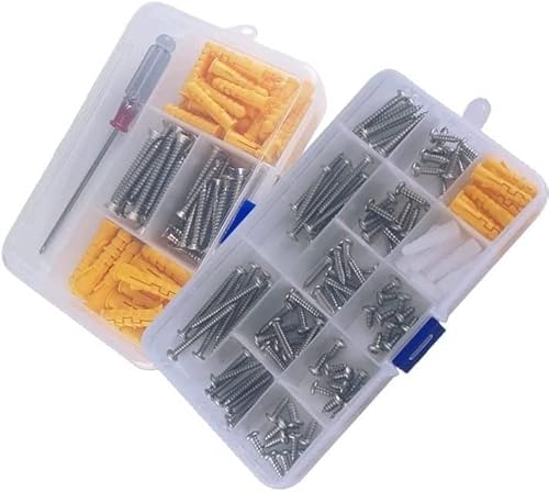 Dehnschrauben, Selbstschneidende Schrauben, Edelstahl Selbstschneidende Holzschrauben-Sortiment-Kit Gewindenagelschrauben-Befestigungssätze Spreizdübel-Reparatur-Hardware-Werkzeugset von ZGHQHCDRH