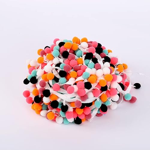 Mini Pompons Bunt, 10m Pom Poms, Ball-Fransenband zum Nähen von Kleidung, Heimdekoration, Party, Hochzeit, Dekoration, Spitzenband, Bastelbedarf für Weihnachtsbaum Dekoration (H) von ZGHQHCDRH