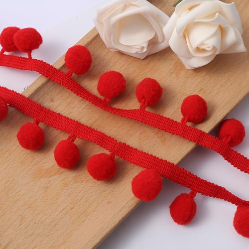 Mini Pompons Bunt, 10m Pom Poms, Ball-Fransenband zum Nähen von Kleidung, Heimdekoration, Party, Hochzeit, Dekoration, Spitzenband, Bastelbedarf für Weihnachtsbaum Dekoration (M) von ZGHQHCDRH