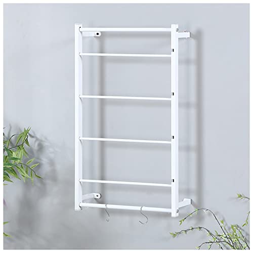 Produktpräsentationsregal, Eisenbänder/Krawatten-Präsentationsständer, Geschenkpapier-Organizer-Halter for Kunsthandwerksläden, Wandregal for Schals mit zusätzlichen Haken(White,40x67cm/15.7x26inch) von ZGHQHCDRH