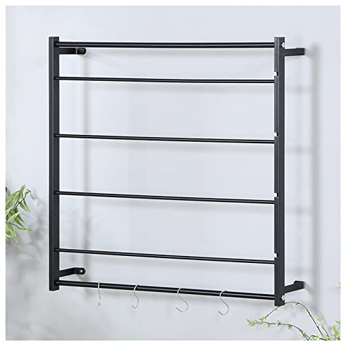 Produktpräsentationsregal, Eisenbänder/Krawatten-Präsentationsständer, Geschenkpapier-Organizer-Halter for Kunsthandwerksläden, Wandregal for Schals mit zusätzlichen Haken(Black,67x67cm/26x26inch) von ZGHQHCDRH