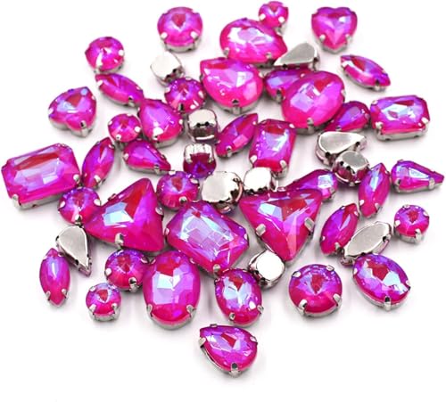 Strasssteine, 50 Teile/beutel Mix Form Kristall Steine ​​Nähen Splitter Kralle Einstellung Glas Mokka AB Strass DIY Taschen/Schuhe/Kleidung Zubehör(Rose Ab Mk) von ZGHQHCDRH