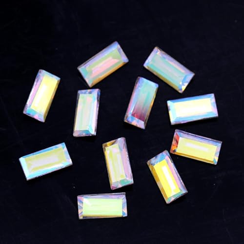 Strasssteine, Farben Rechteck Punkt Folie Rückseite Glas Stein Facettierte Kristall Strass Nail Art Dekoration DIY Schmuck Machen Perlen(Ab Color,5x10mm 20pcs) von ZGHQHCDRH