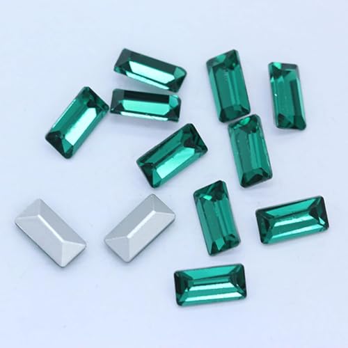 Strasssteine, Farben Rechteck Punkt Folie Rückseite Glas Stein Facettierte Kristall Strass Nail Art Dekoration DIY Schmuck Machen Perlen(Grass Green,5x10mm 20pcs) von ZGHQHCDRH
