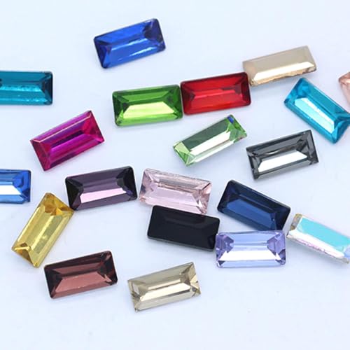 Strasssteine, Farben Rechteck Punkt Folie Rückseite Glas Stein Facettierte Kristall Strass Nail Art Dekoration DIY Schmuck Machen Perlen(Multi colored,5x10mm 20pcs) von ZGHQHCDRH