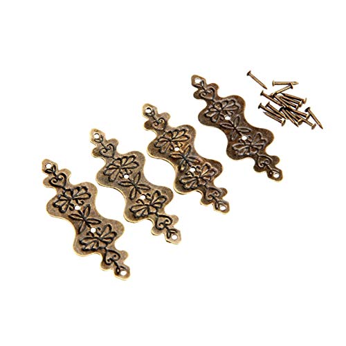 Tisch-Eckenschutz, Vintage-Schutz, 4 Stück, 56 x 20 mm, Halterung aus antikem Messing, for Schmuckkästchen, Holzetui, dekorativer Fuß-Beinschutz, Möbelbeschläge von ZGHQHCDRH