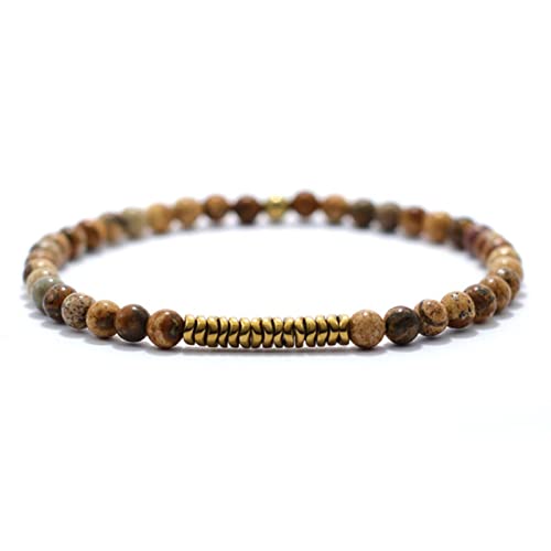 ZGHQHCDRH Bodhi-Perlen Armband, 1 Stück Boho Handgemachtes Antikes Holzarmband Handgemachtes Natursteinarmband Männer Schmuck-Lava(Picture Stone) von ZGHQHCDRH