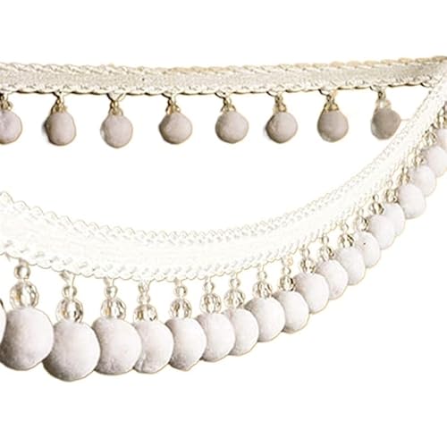ZGHQHCDRH Fransenverzierung, Perlen hängende Kugelquaste, Fransenbesatz, 2 Meter Pomponbesatz, Geflecht, hängende Kugelquaste, Fransenband, Spitzenstoff, DIY, Polsterung, Sofa, Vorhang, Blau(Wit) von ZGHQHCDRH