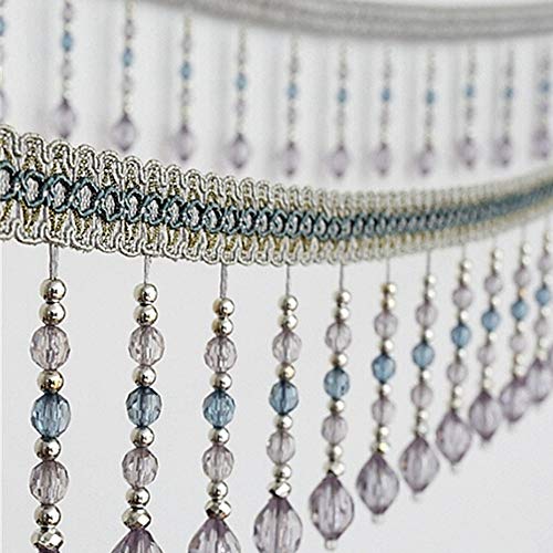 ZGHQHCDRH Fransenverzierung, Perlen hängende Kugelquaste, Fransenbesatz, Quastenfransenbesatz, geflochtene hängende Perlen, Bandbesatz, Tischdecke, DIY, Kostüm, Basteln(Roze,1 Meters) von ZGHQHCDRH