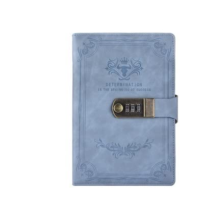 ZGHQHCDRH Notizbuch, Notizbuch, 200 Seiten, Retro-Passwortbuch mit Schloss, Tagebuch, verdicktes kreatives Handbuch, Notizblock for Studenten, Schreibwaren(Blue) von ZGHQHCDRH