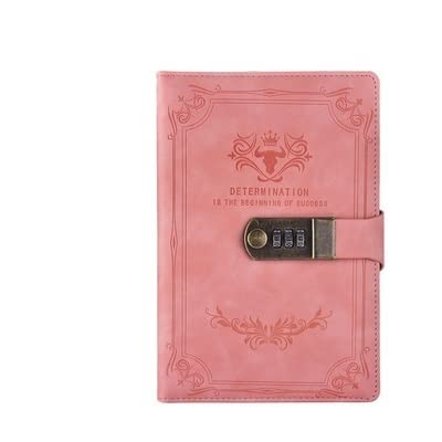 ZGHQHCDRH Notizbuch, Notizbuch, 200 Seiten, Retro-Passwortbuch mit Schloss, Tagebuch, verdicktes kreatives Handbuch, Notizblock for Studenten, Schreibwaren(Pink) von ZGHQHCDRH