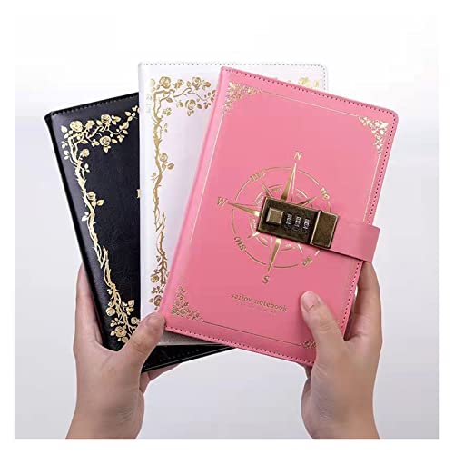 ZGHQHCDRH Notizbuch, Notizbuch 200 Seiten Chiffrierbuch Passwort mit Schloss Tagebuch Junge Einfache Literatur und Kreatives Notizblock Schule(Black) von ZGHQHCDRH