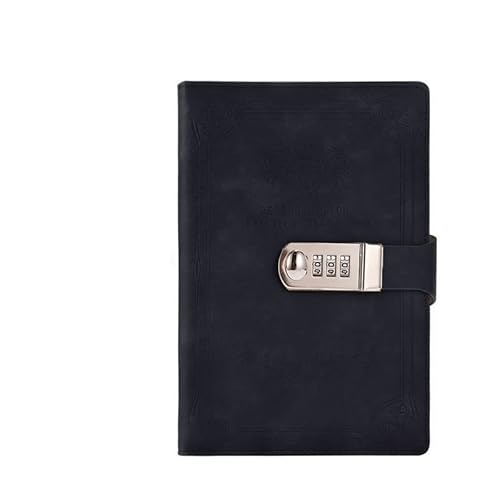 ZGHQHCDRH Notizbuch, Notizbuch-Version, 200 Seiten, Retro-Passwortbuch mit Schloss, Tagebuch, verdickt, kreatives Handbuch, Notizblock for Studenten, Schreibwarengeschenk(Black) von ZGHQHCDRH