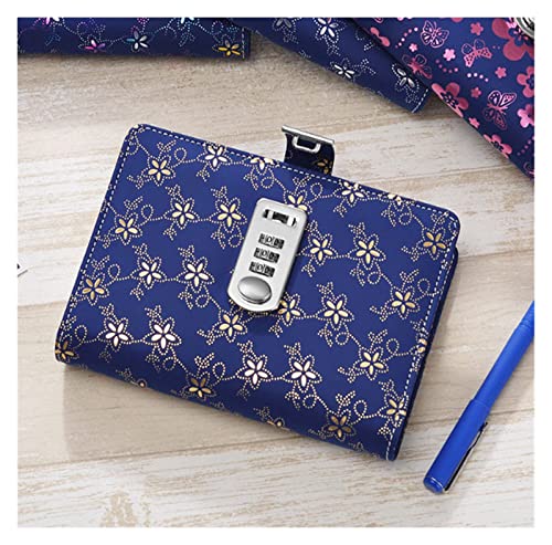 ZGHQHCDRH Notizbücher, Notebook Pailletten PU Abdeckung Planer Bindemittel Spirale Notebooks Schreibwaren Zeitschriften Passwort Agenda Tagebuch Mit Schloss Hinweis Buch for Die Schule(Blue) von ZGHQHCDRH