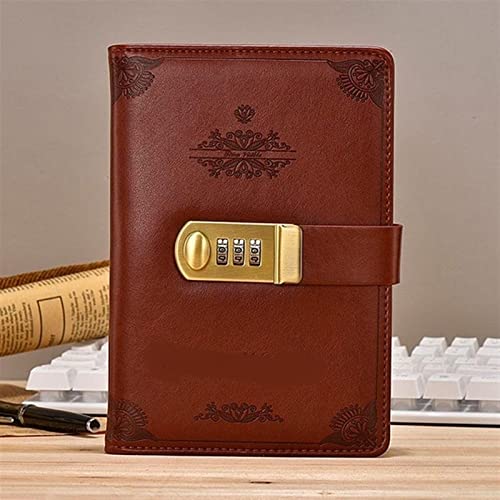 ZGHQHCDRH Notizbücher, Notebook Retro Passwort Buch Schloss Tagebuch Verdickt Kreative Konto Buch Student Notizblock Schreibwaren Notebook(Red) von ZGHQHCDRH