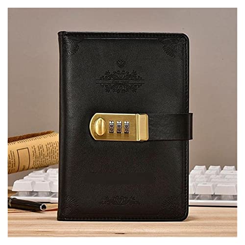 ZGHQHCDRH Notizbücher, Notebook Retro Passwort Buch Schloss Tagebuch Verdickt Kreative Konto Buch Student Notizblock Schreibwaren Notebook(White) von ZGHQHCDRH
