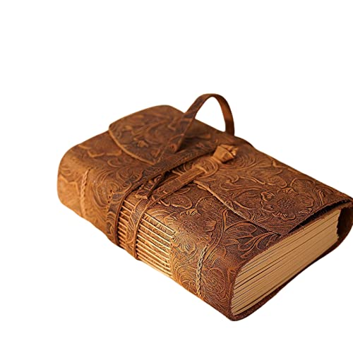 ZGHQHCDRH Notizbücher, Notizbuch, dickes Tagebuch aus echtem Leder, 400 Seiten, leeres Papier, Skizzenbuch, handgefertigtes Band-Notizbuch von ZGHQHCDRH