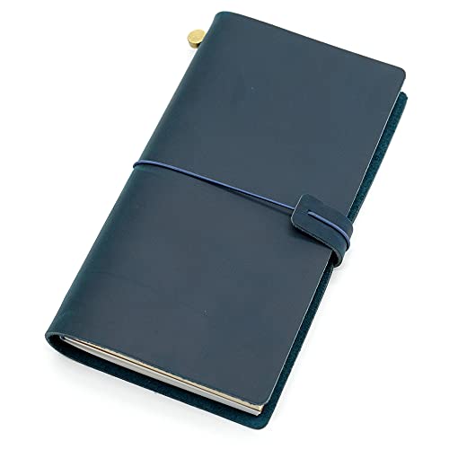 ZGHQHCDRH Notizbücher, Notizbuch aus echtem Leder, Reisetagebuch, Tagebuch, Vintage, handgefertigt, Rindsleder, Geschenk for Reisende(Blue,13x9CM) von ZGHQHCDRH