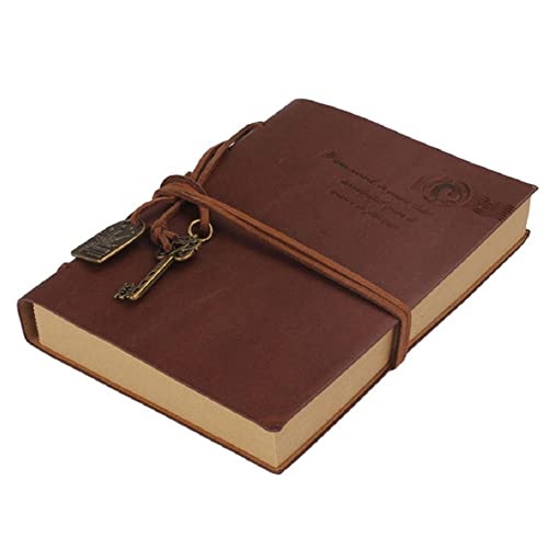 ZGHQHCDRH Notizbücher, Notizbuch im klassischen Retro-Vintage-Stil, PU-Einband, mit Schnur und Schlüsselbindung, blanko, Notizbuch, Notizblock, Reisetagebuch, Tagebuch, Skizzenbuch(Coffee) von ZGHQHCDRH