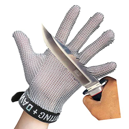 ZGHQHCDRH Schnittschutzhandschuhe Schnittfeste Handschuhe aus Edelstahl, Sicherheitshandschuhe for Glasschneiden mit verstellbarem Handgelenkband, rutschfest, leicht zu reinigen(1pcs/S) von ZGHQHCDRH