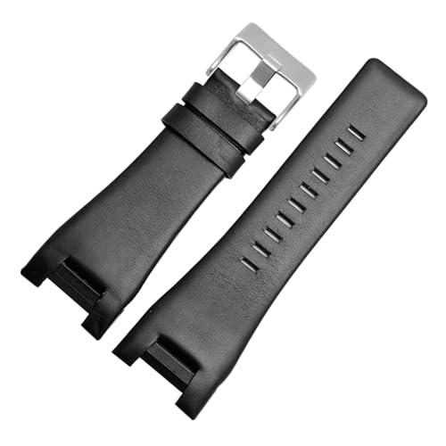 ZGHQHCDRH Uhrenarmband, Echtes Leder Uhr Herren Armband Armbanduhren(Blacksilver B) von ZGHQHCDRH