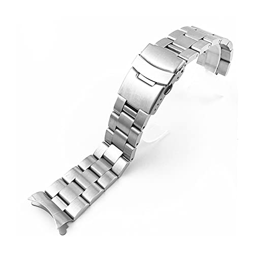 ZGHQHCDRH Uhrenarmband, Gebogene Enden Massiv Edelstahl Uhr Band Link Handgelenk Armband Männer Uhr Strap Mit Pins(Silver,20mm) von ZGHQHCDRH