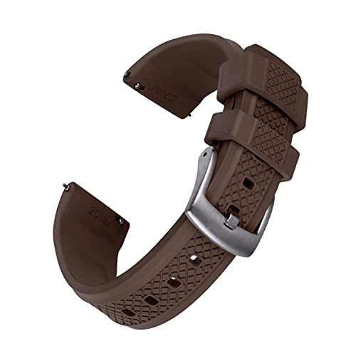 ZGHQHCDRH Uhrenarmband, Gummi Uhr Band Quick Release Strap Slide Keeper Gummi Riemen Wasserdicht Tauchen(Brown,22mm) von ZGHQHCDRH