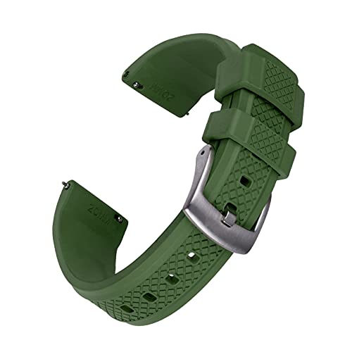 ZGHQHCDRH Uhrenarmband, Gummi Uhr Band Quick Release Strap Slide Keeper Gummi Riemen Wasserdicht Tauchen(Green,22mm) von ZGHQHCDRH