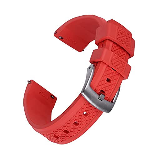 ZGHQHCDRH Uhrenarmband, Gummi Uhr Band Quick Release Strap Slide Keeper Gummi Riemen Wasserdicht Tauchen(Red,20mm) von ZGHQHCDRH
