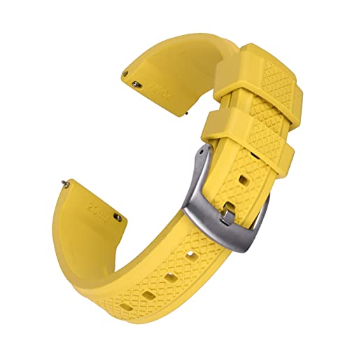 ZGHQHCDRH Uhrenarmband, Gummi Uhr Band Quick Release Strap Slide Keeper Gummi Riemen Wasserdicht Tauchen(Yellow,20mm) von ZGHQHCDRH