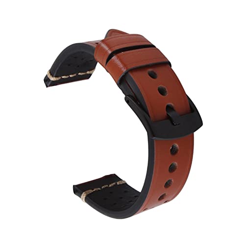 ZGHQHCDRH Uhrenarmband, Handgefertigtes Retro-Uhrenarmband aus echtem Leder. Handgenähtes perforiertes Kalbslederarmband(Deep Brown,20mm) von ZGHQHCDRH