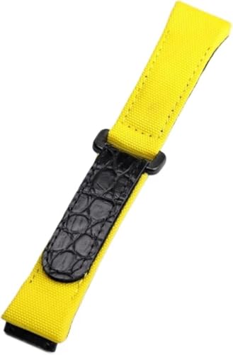 ZGHQHCDRH Uhrenarmband, Herren Nylon Canvas Nähte Echtleder Armband(Yellow) von ZGHQHCDRH
