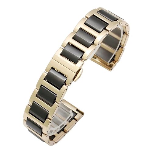 ZGHQHCDRH Uhrenarmband, Keramik In Edelstahl Armband Uhr Strap Mann Mode Armbanduhren Band for Uhren Band(Gold Black,20mm) von ZGHQHCDRH