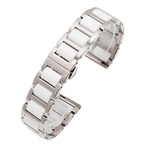 ZGHQHCDRH Uhrenarmband, Keramik In Edelstahl Armband Uhr Strap Mann Mode Armbanduhren Band for Uhren Band(Silver,20mm) von ZGHQHCDRH