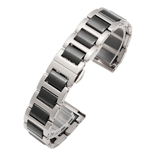 ZGHQHCDRH Uhrenarmband, Keramik In Edelstahl Armband Uhr Strap Mann Mode Armbanduhren Band for Uhren Band(Silver Black,22mm) von ZGHQHCDRH