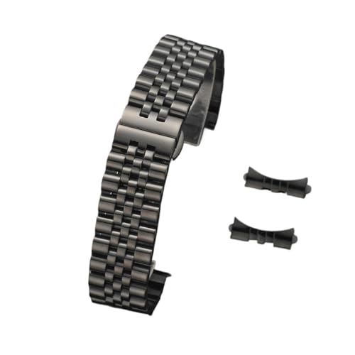 ZGHQHCDRH Uhrenarmband, Kompatibel mit Uhrenarmbändern aus Stahl mit flachem, gebogenem Ende(Black,12mm) von ZGHQHCDRH