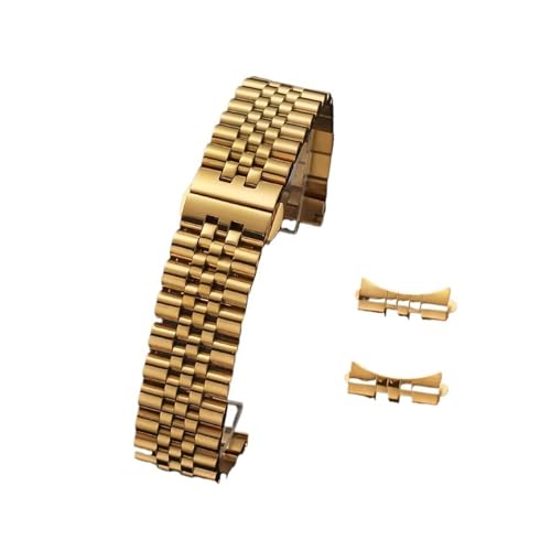 ZGHQHCDRH Uhrenarmband, Kompatibel mit Uhrenarmbändern aus Stahl mit flachem, gebogenem Ende(Gold,19mm) von ZGHQHCDRH