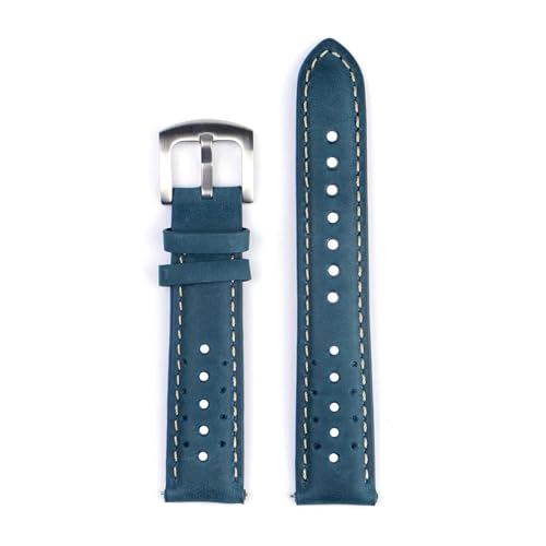 ZGHQHCDRH Uhrenarmband, Leder Uhrenarmband Retro Handgemachte Poröse Armband Uhr Zubehör(Blue,18mm) von ZGHQHCDRH