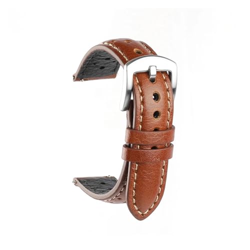 ZGHQHCDRH Uhrenarmband, Leder Uhrenarmband Retro Handgemachte Poröse Armband Uhr Zubehör(Brown,19mm) von ZGHQHCDRH