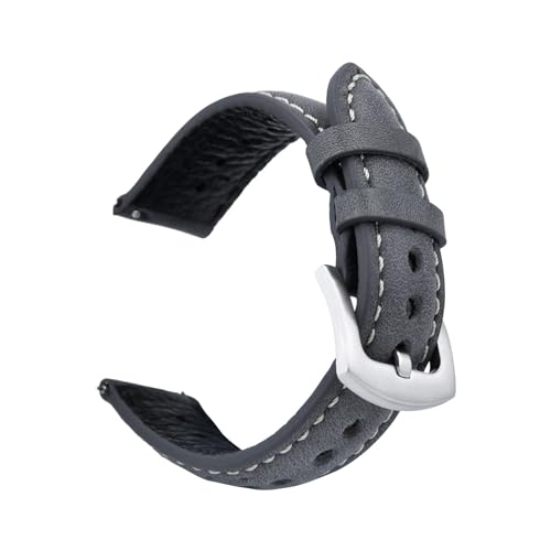 ZGHQHCDRH Uhrenarmband, Leder Uhrenarmband Retro Handgemachte Poröse Armband Uhr Zubehör(Dark Grey,20mm) von ZGHQHCDRH