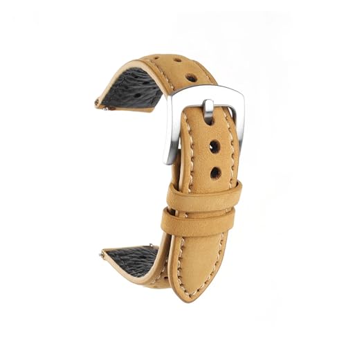 ZGHQHCDRH Uhrenarmband, Leder Uhrenarmband Retro Handgemachte Poröse Armband Uhr Zubehör(Khaki,19mm) von ZGHQHCDRH