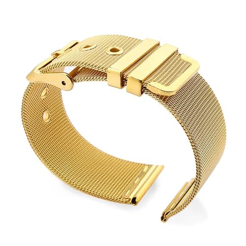 ZGHQHCDRH Uhrenarmband, Metall 0,4 mm Mesh Armband Edelstahl Armbandstift(Gold,22mm) von ZGHQHCDRH
