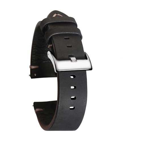 ZGHQHCDRH Uhrenarmband, Schnellverschluss-Uhrenarmbänder aus Leder, handgefertigtes Vintage-Uhrenarmband aus Kalbsleder(Black,20mm) von ZGHQHCDRH
