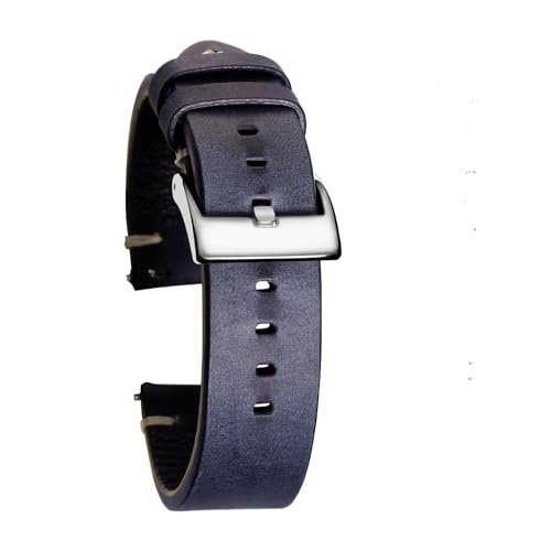 ZGHQHCDRH Uhrenarmband, Schnellverschluss-Uhrenarmbänder aus Leder, handgefertigtes Vintage-Uhrenarmband aus Kalbsleder(Blue,18mm) von ZGHQHCDRH