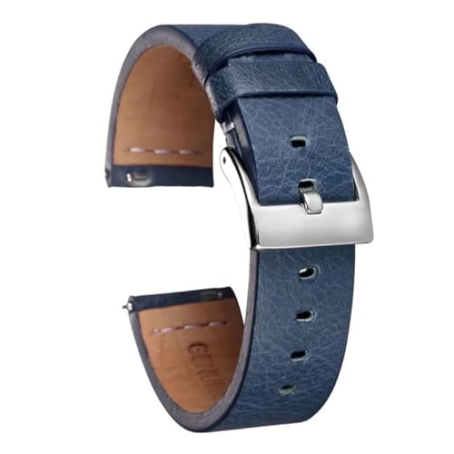 ZGHQHCDRH Uhrenarmband, Schnellverschluss-Uhrenarmbänder aus Leder, handgefertigtes Vintage-Uhrenarmband aus Kalbsleder(Blue,22mm) von ZGHQHCDRH