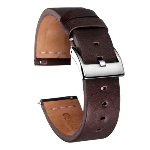 ZGHQHCDRH Uhrenarmband, Schnellverschluss-Uhrenarmbänder aus Leder, handgefertigtes Vintage-Uhrenarmband aus Kalbsleder(Coffee,20mm) von ZGHQHCDRH