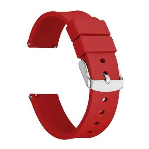 ZGHQHCDRH Uhrenarmband, Silikon-Uhrenarmbänder, Armband mit Schnellverschluss, planar genarbtes Gummi(Red,20mm) von ZGHQHCDRH