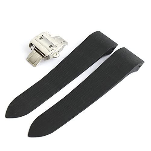 ZGHQHCDRH Uhrenarmband, Silikon-Uhrenarmbänder passend for wasserdichte Uhrenarmbänder aus Gummi(Black Silver) von ZGHQHCDRH