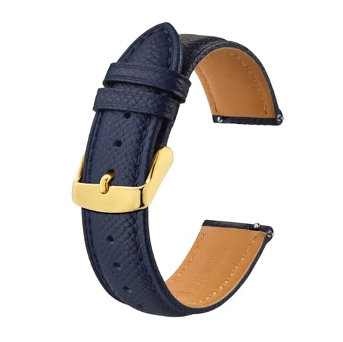 ZGHQHCDRH Uhrenarmband, Textur Leder Uhrenarmbänder for Männer Frauen Uhr Strap Quick Release Armband Gold Schnalle(BlueGold,22mm) von ZGHQHCDRH